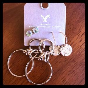 Gold Hoop & Rose Earrings - 3 pack